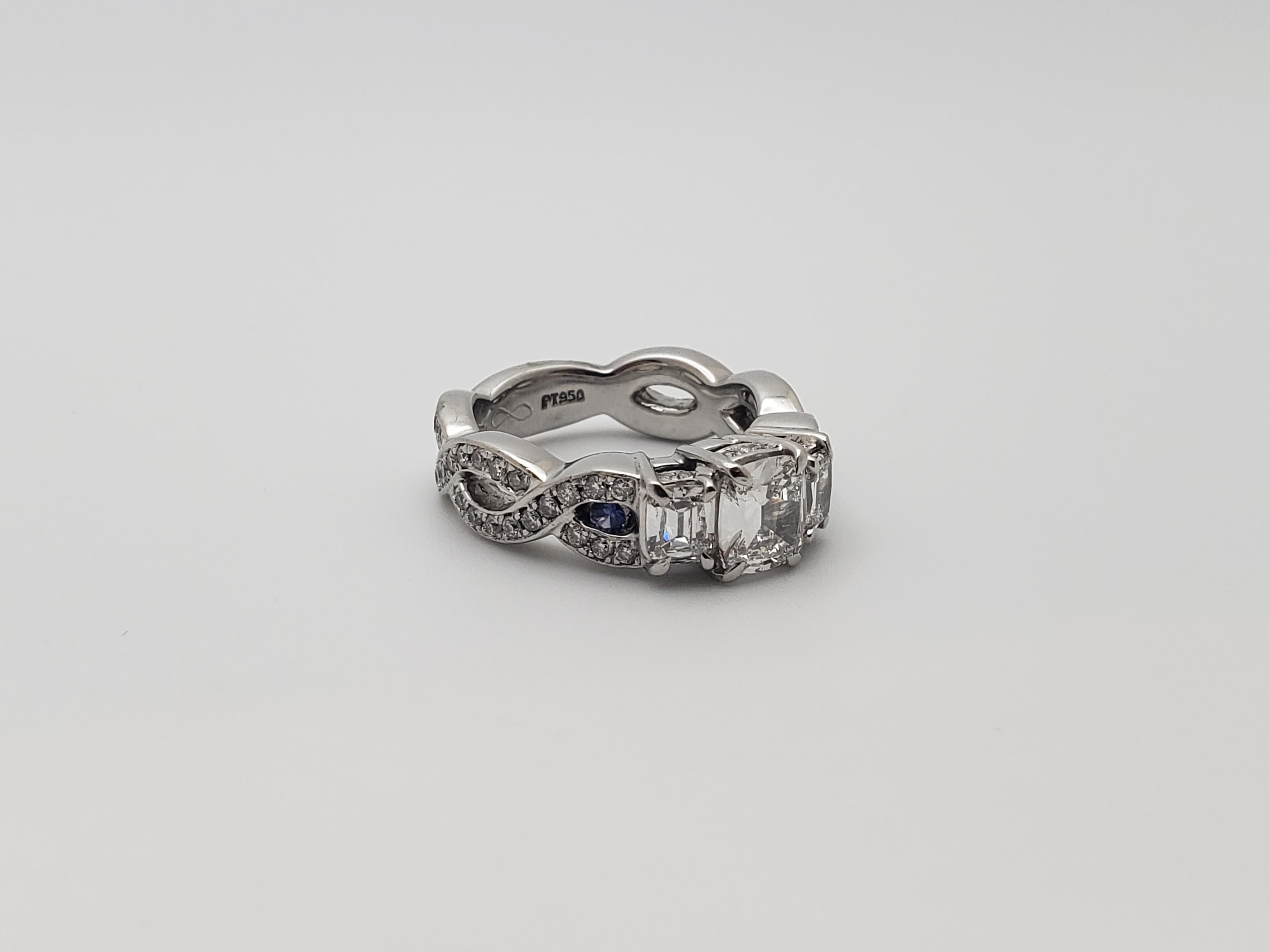 GIA zertifiziert Henri Daussi 2,35 CT lupenreinen Diamant-Saphir-Platin-Ring im Angebot 6