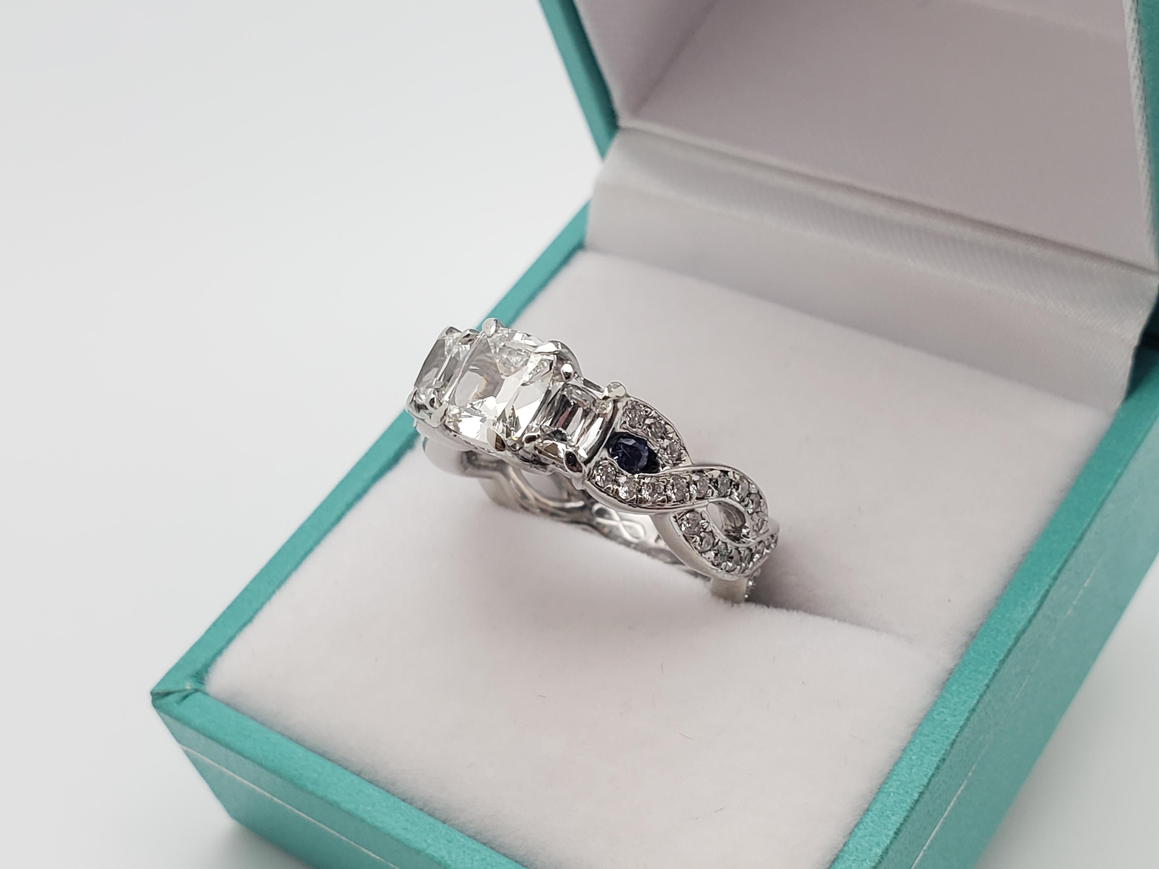 GIA zertifiziert Henri Daussi 2,35 CT lupenreinen Diamant-Saphir-Platin-Ring für Damen oder Herren im Angebot