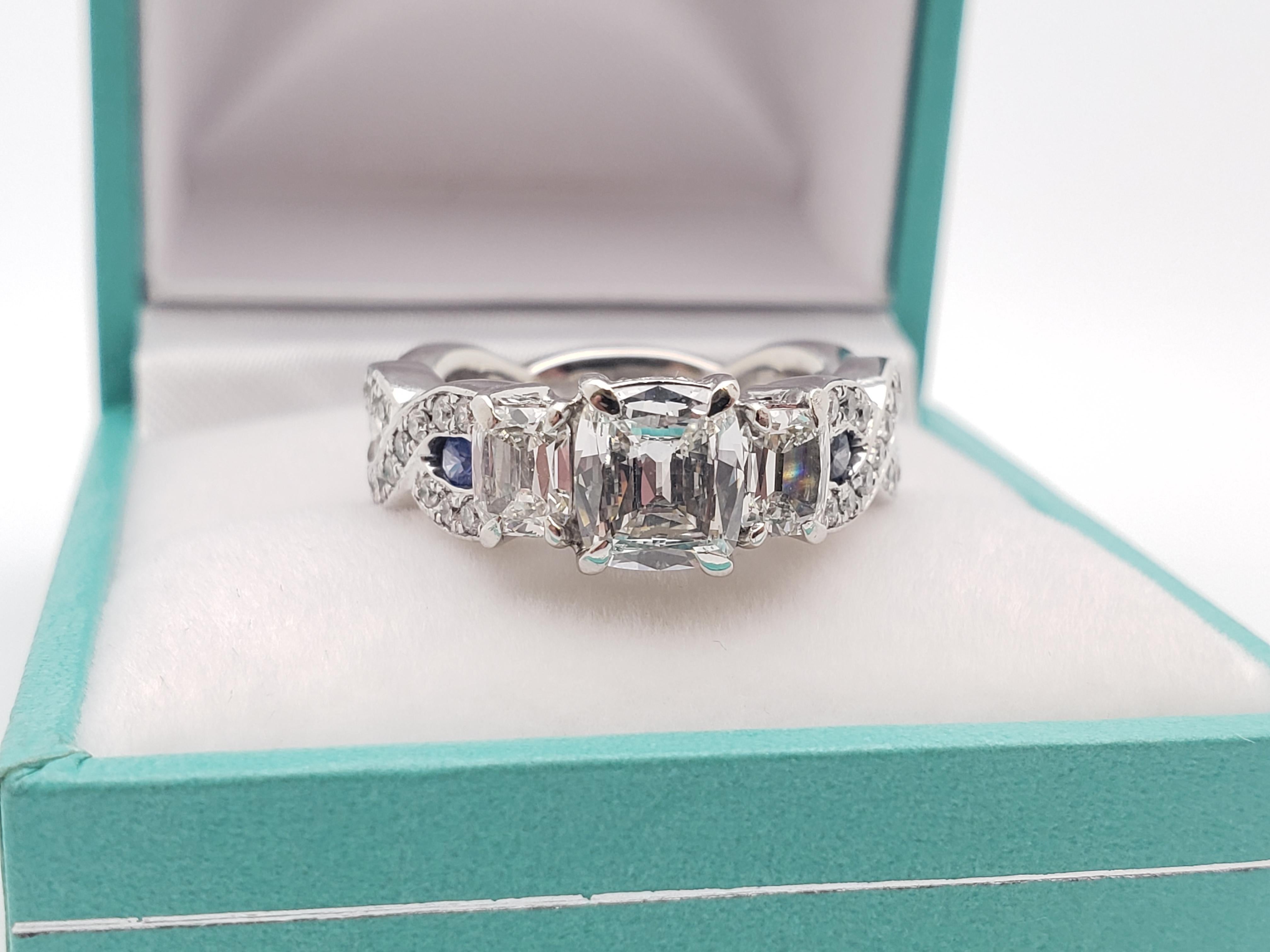 GIA zertifiziert Henri Daussi 2,35 CT lupenreinen Diamant-Saphir-Platin-Ring im Angebot 1