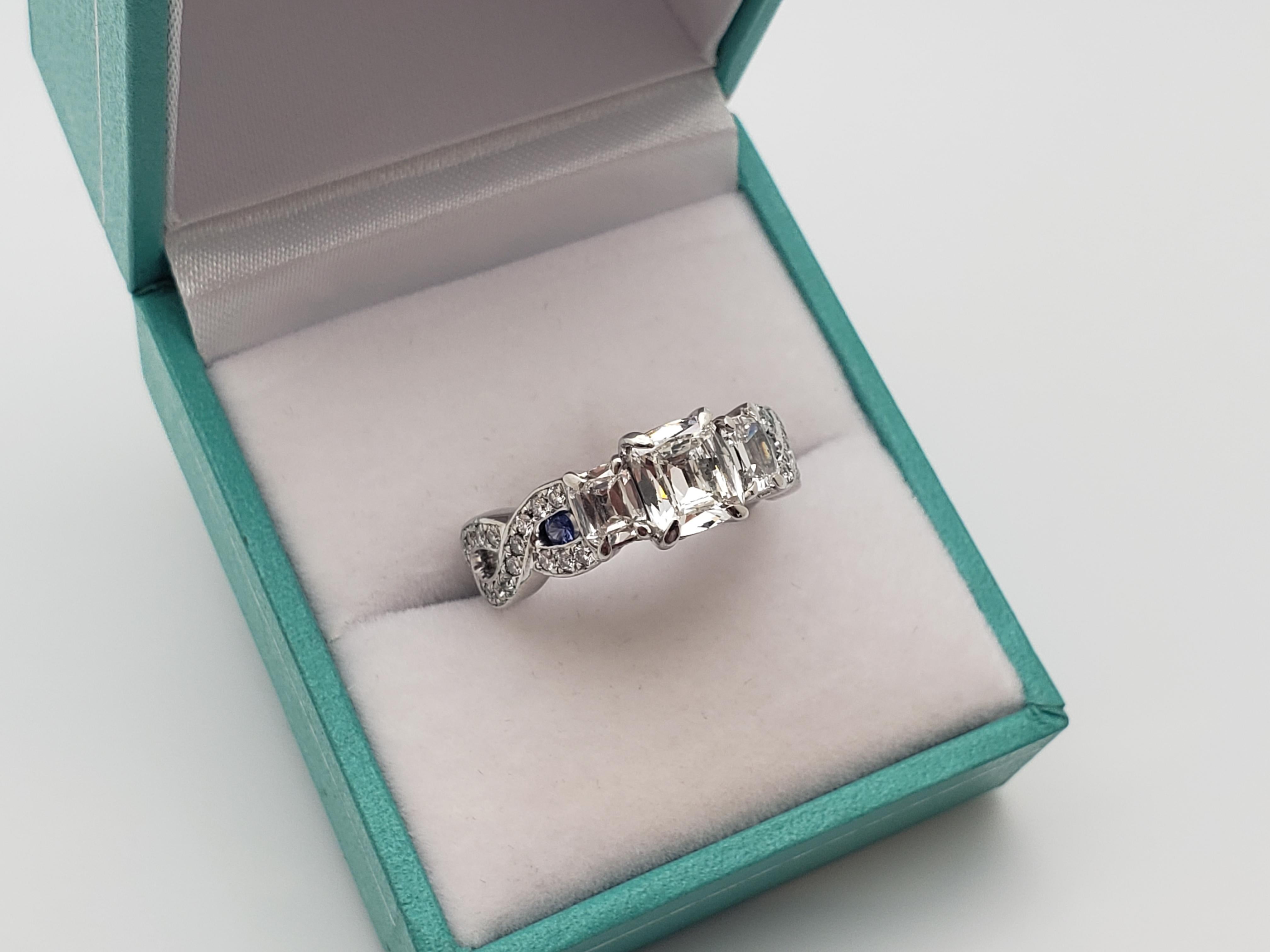 GIA zertifiziert Henri Daussi 2,35 CT lupenreinen Diamant-Saphir-Platin-Ring im Angebot 2