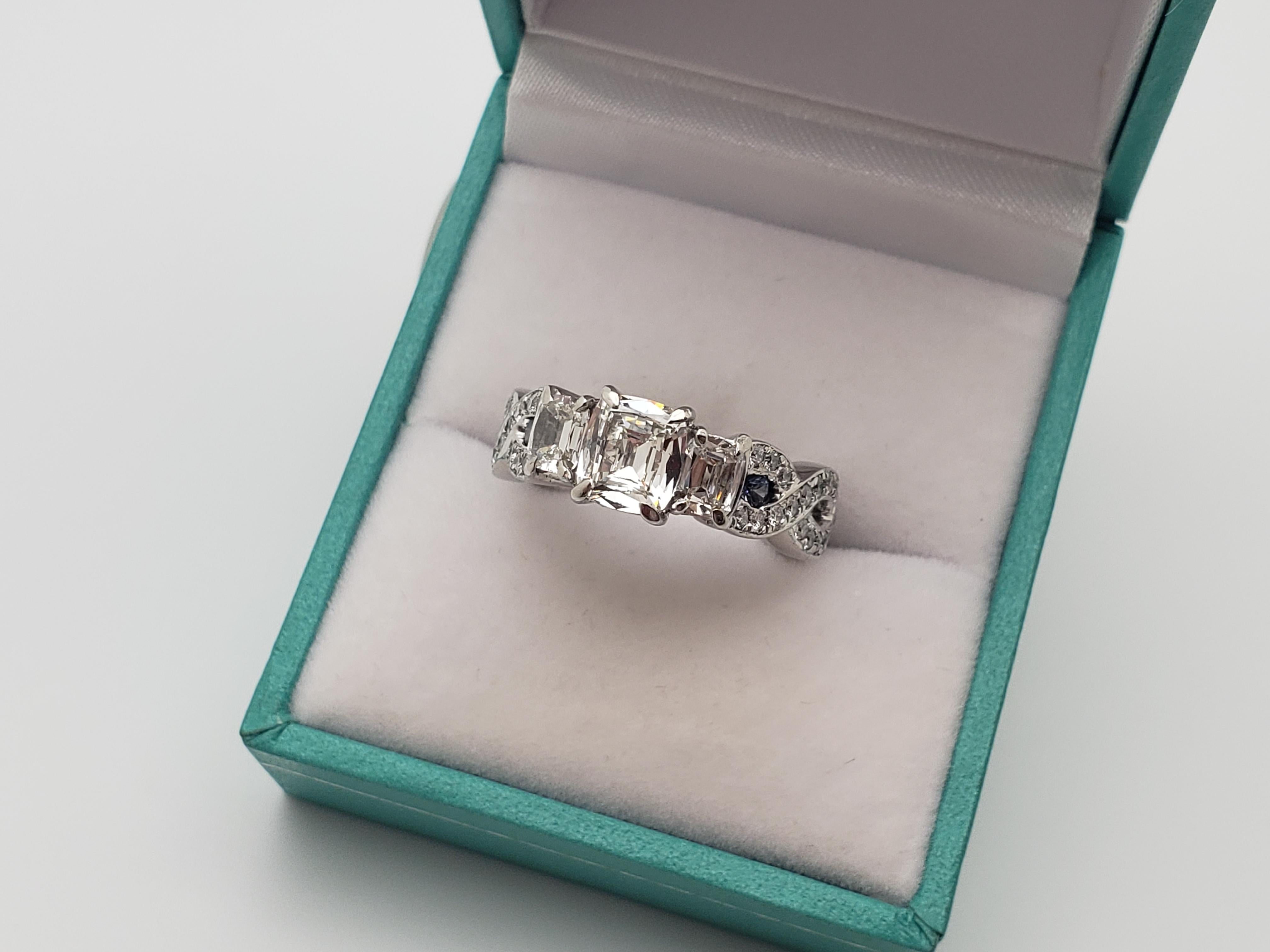 GIA zertifiziert Henri Daussi 2,35 CT lupenreinen Diamant-Saphir-Platin-Ring im Angebot 3