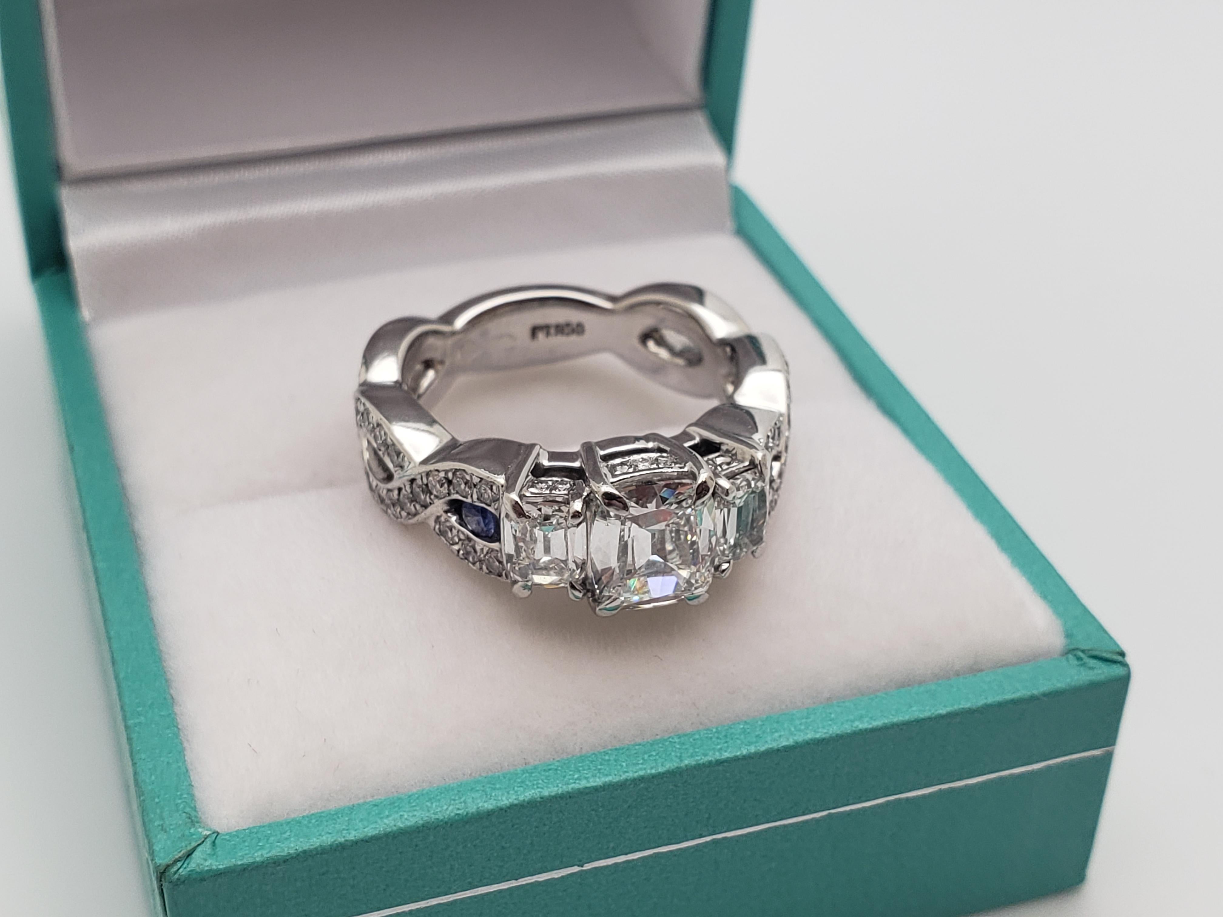 GIA zertifiziert Henri Daussi 2,35 CT lupenreinen Diamant-Saphir-Platin-Ring im Angebot 4