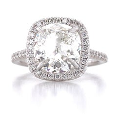 GIA Certified Henri Daussi 3.66ct T.W. Cushion Cut Halo Engagement Ring