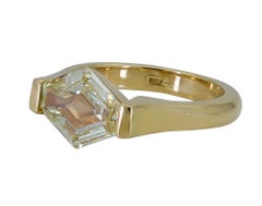 GIA Certified Hexagon Cut Yellow Diamond Solitaire Engagement Ring