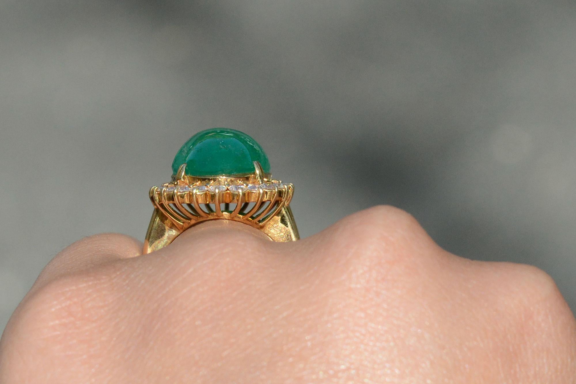 For Sale:  GIA Certified Huge Colombian Emerald Cabochon Cocktail Ring 4