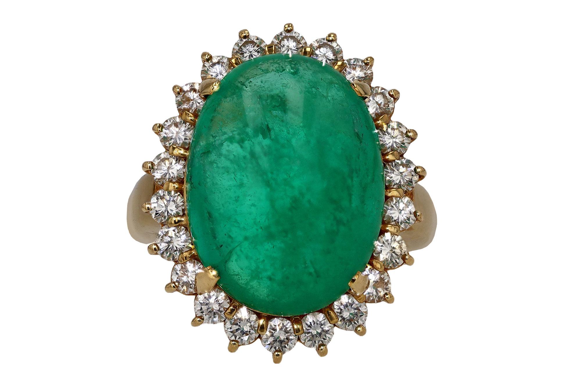 For Sale:  GIA Certified Huge Colombian Emerald Cabochon Cocktail Ring 5