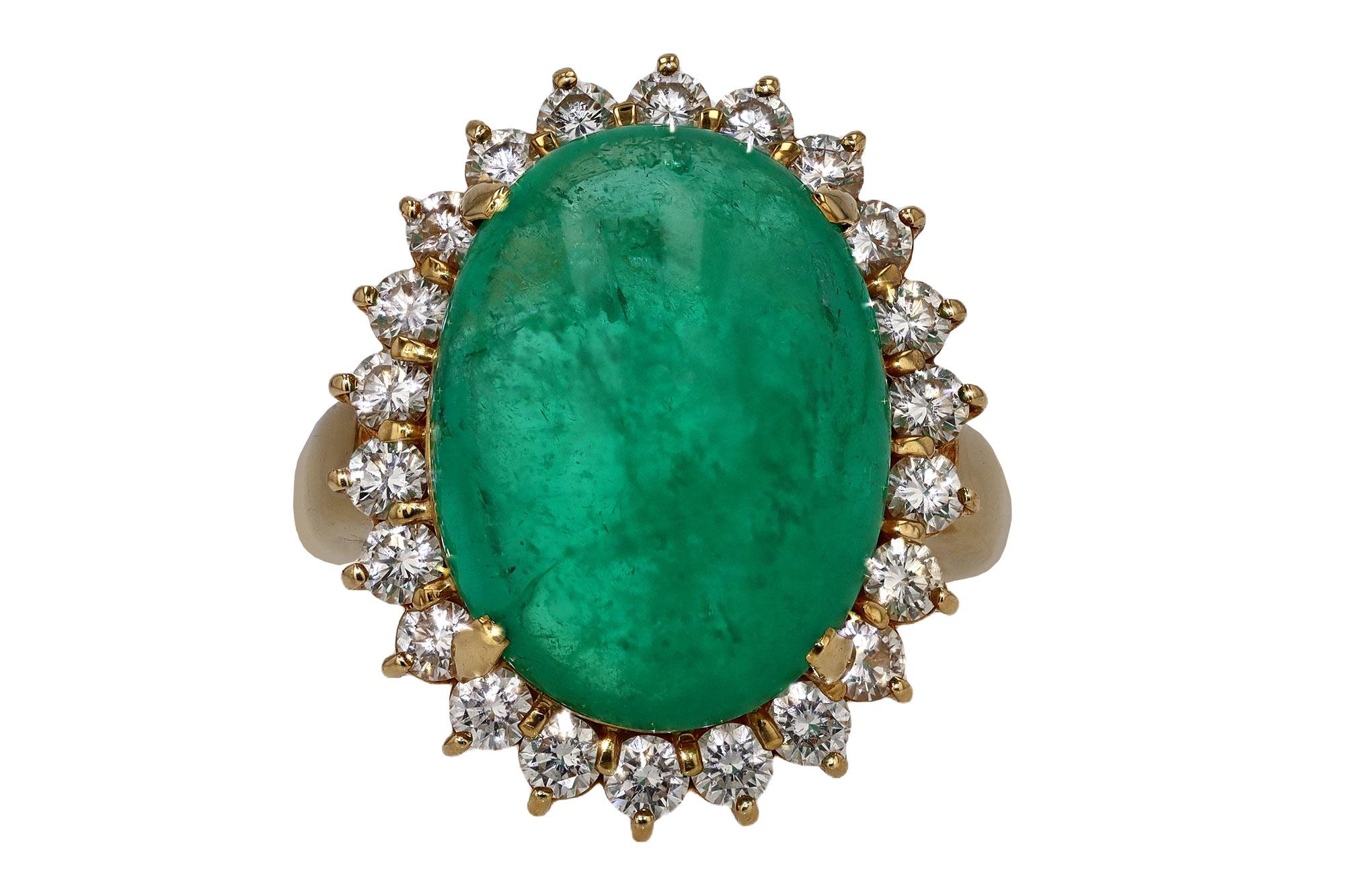 For Sale:  GIA Certified Huge Colombian Emerald Cabochon Cocktail Ring 5