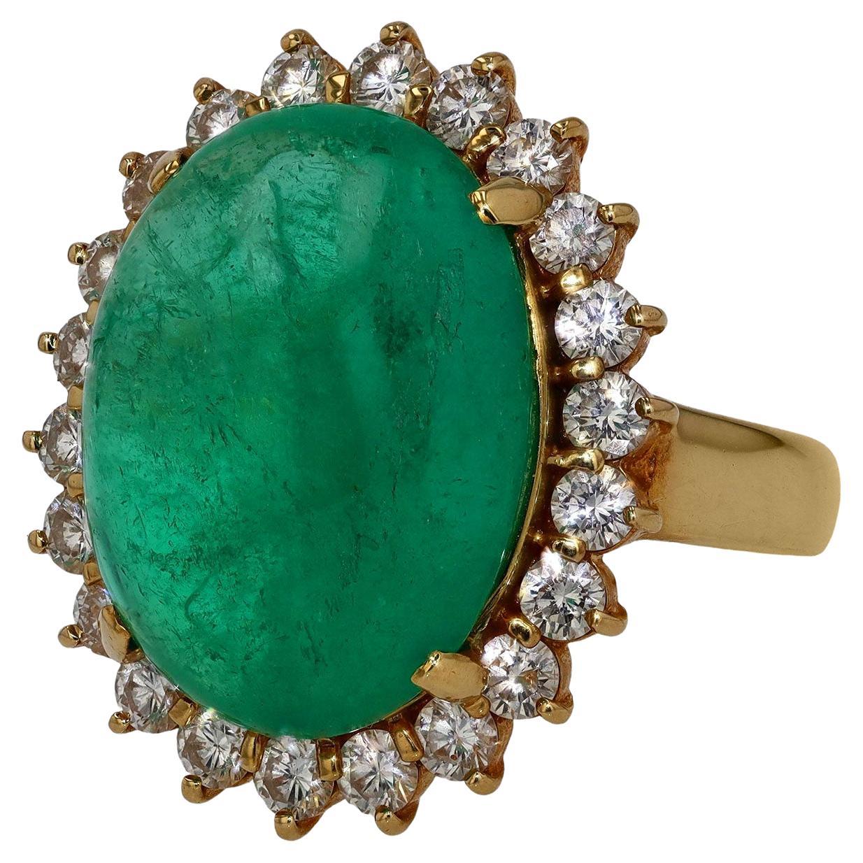 For Sale:  GIA Certified Huge Colombian Emerald Cabochon Cocktail Ring