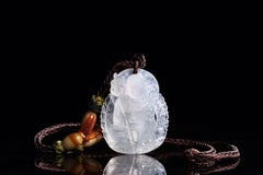 GIA Certified Icy Jadeite Buddha Pendant on Cord Necklace Natural Type A Jade