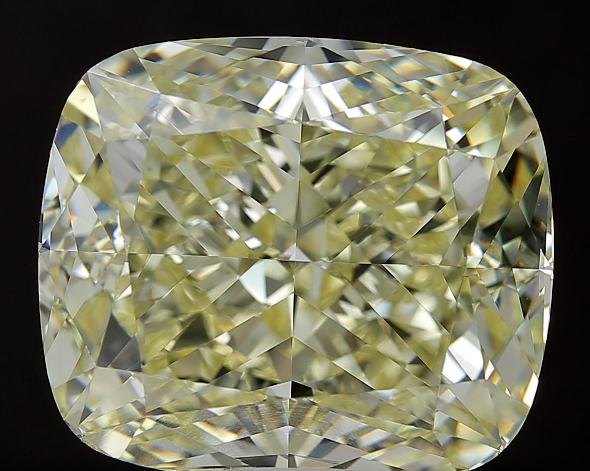 Contemporary GIA Certified IF Clarity 27.39 Carat Fancy Cushion Yellow Diamond For Sale