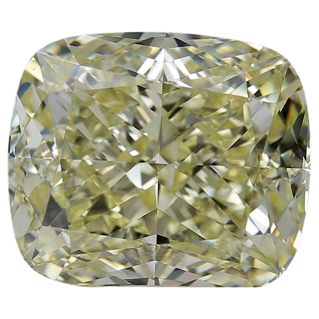 GIA Certified IF Clarity 27.39 Carat Fancy Cushion Yellow Diamond