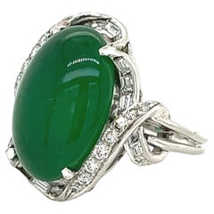 GIA Certified Imperial Jadeite Jade Type A Ring In Vintage Platinum Setting 