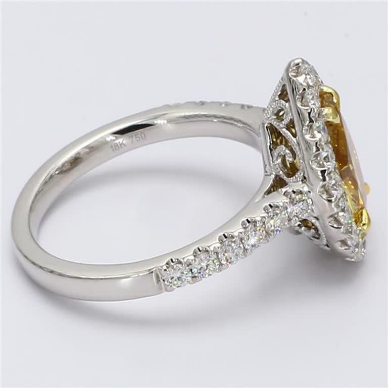 Women's GIA Certified Natural Orange Pear and White Diamond 2.28 Carat TW Gold Ring