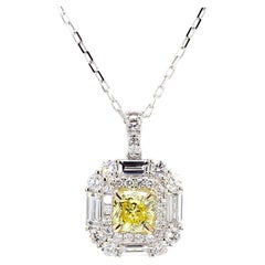 Ciondolo a goccia in oro con diamante giallo intenso certificato GIA da 2,00 carati TW