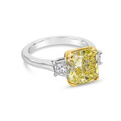 GIA Certified 3.64 Carats Radiant Cut Yellow Diamond Engagement Ring