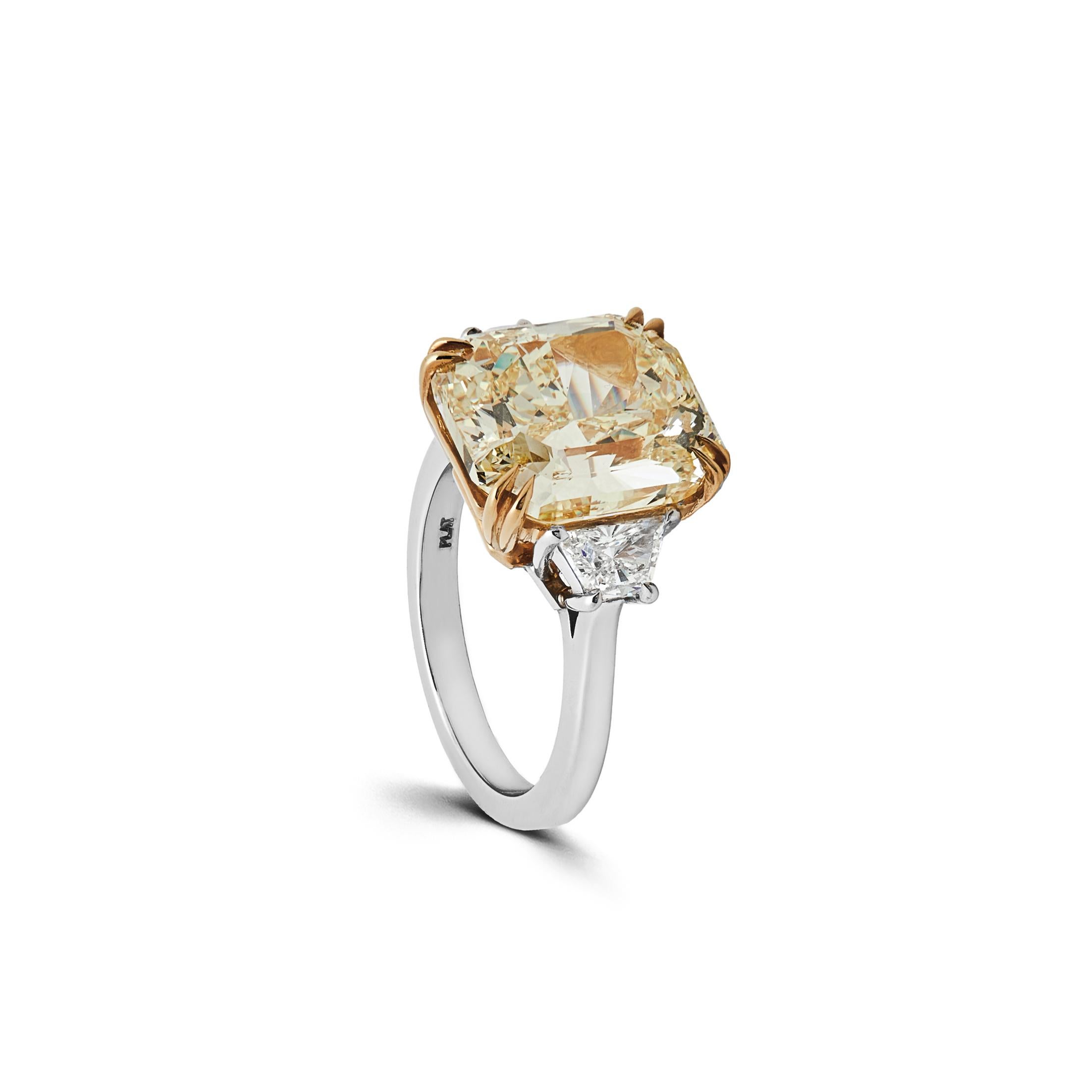 Square Cut GIA Certified Intense Yellow Radiant Diamond Ring  For Sale