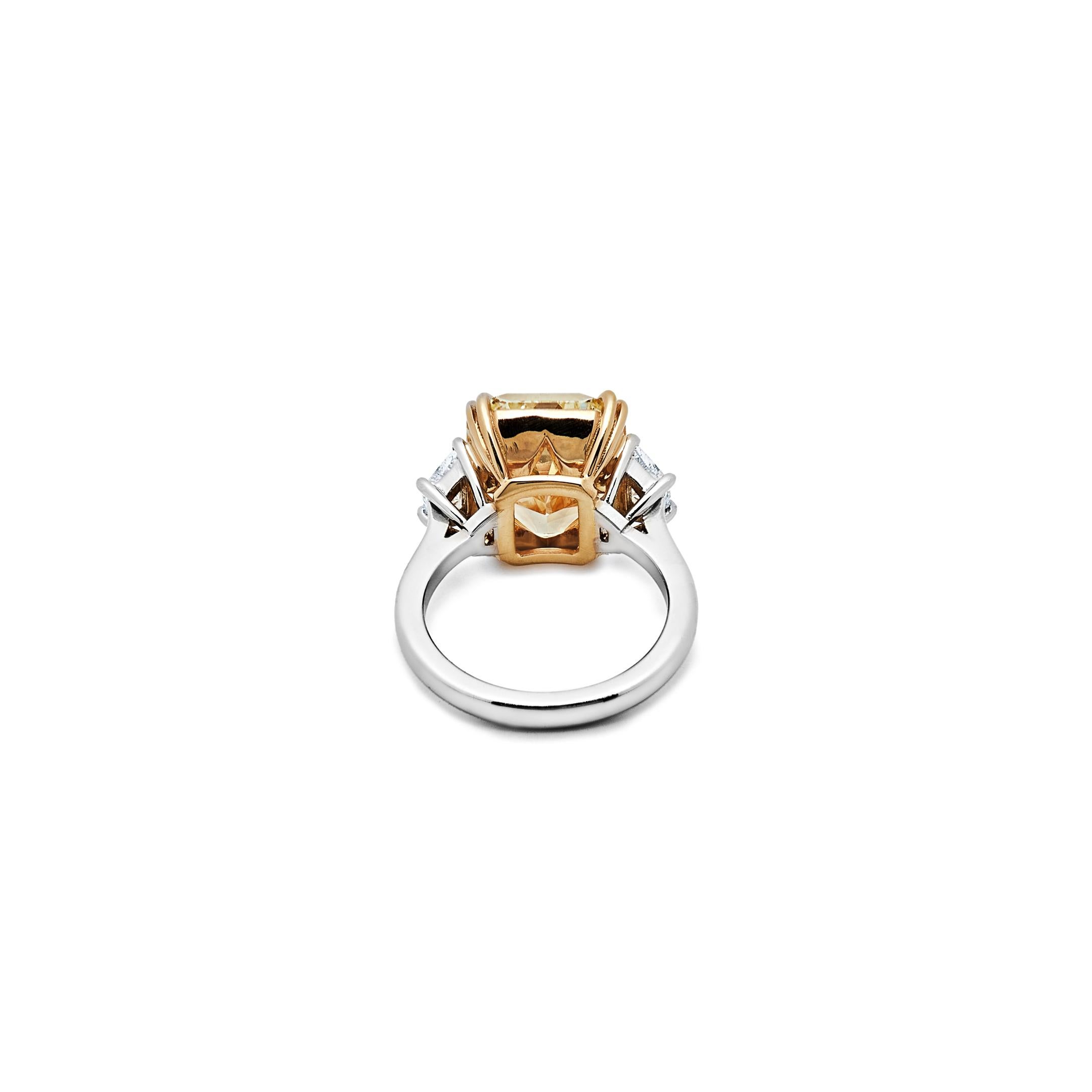 GIA Certified Intense Yellow Radiant Diamond Ring  In New Condition For Sale In New York, NY