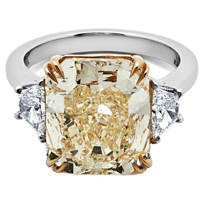 GIA Certified Intense Yellow Radiant Diamond Ring  For Sale