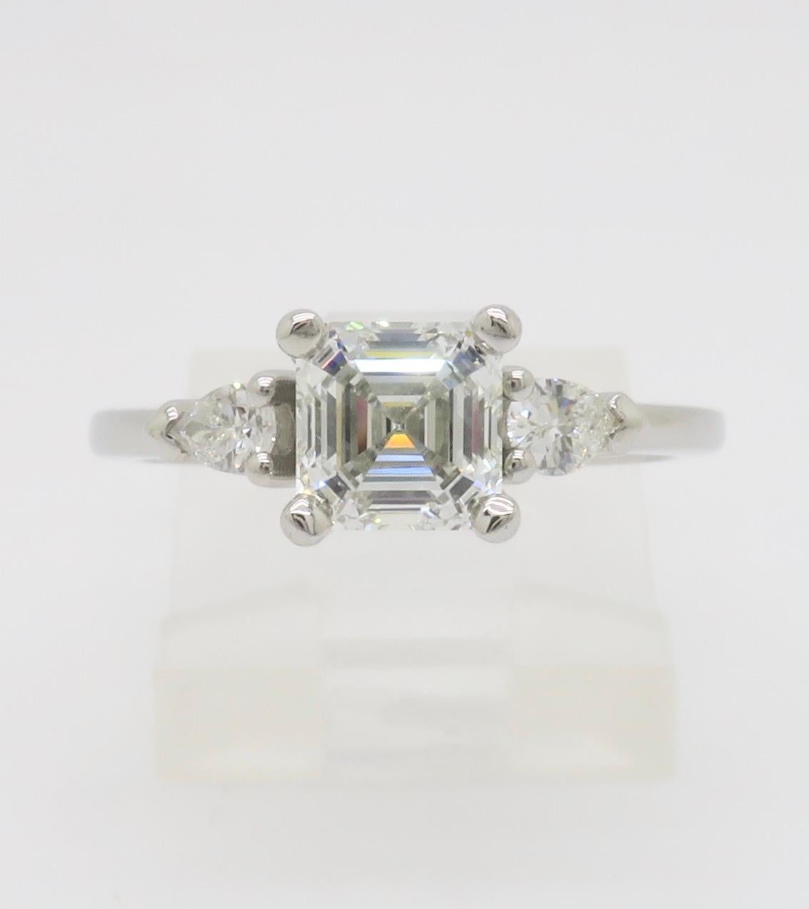 GIA Certified Internally Flawless 1.35CTW Asscher Cut Diamond Platinum Ring For Sale 6