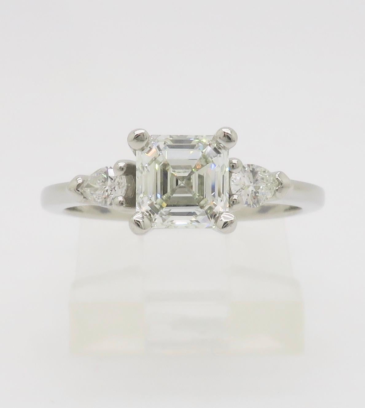 GIA Certified Internally Flawless 1.35CTW Asscher Cut Diamond Platinum Ring For Sale 7