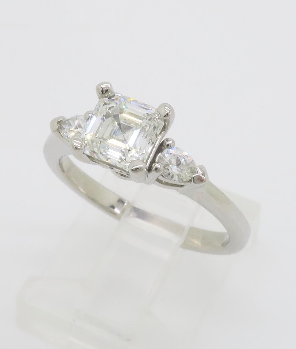 GIA Certified Internally Flawless 1.35CTW Asscher Cut Diamond Platinum Ring For Sale 8