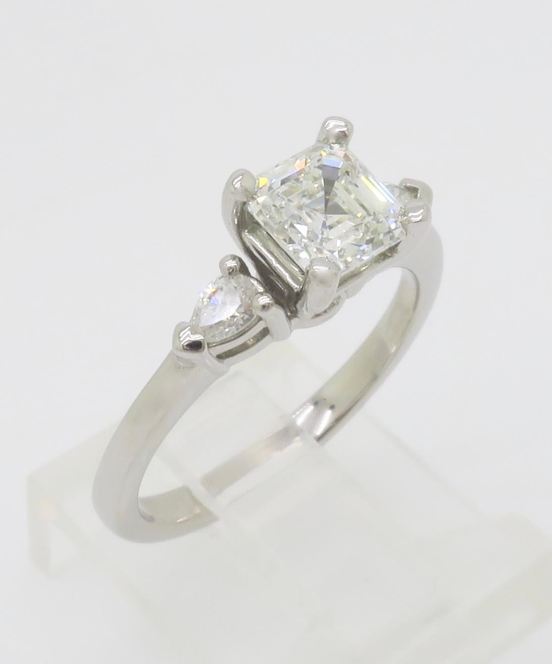 GIA Certified Internally Flawless 1.35CTW Asscher Cut Diamond Platinum Ring For Sale 9