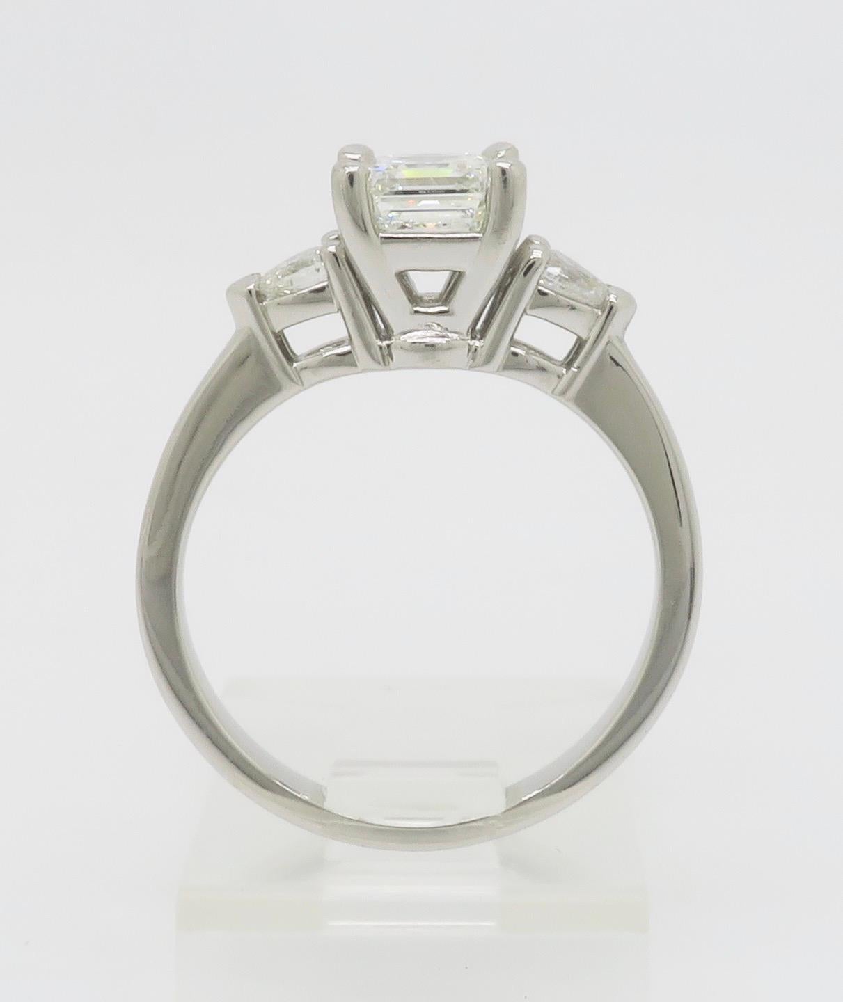 GIA Certified Internally Flawless 1.35CTW Asscher Cut Diamond Platinum Ring For Sale 10