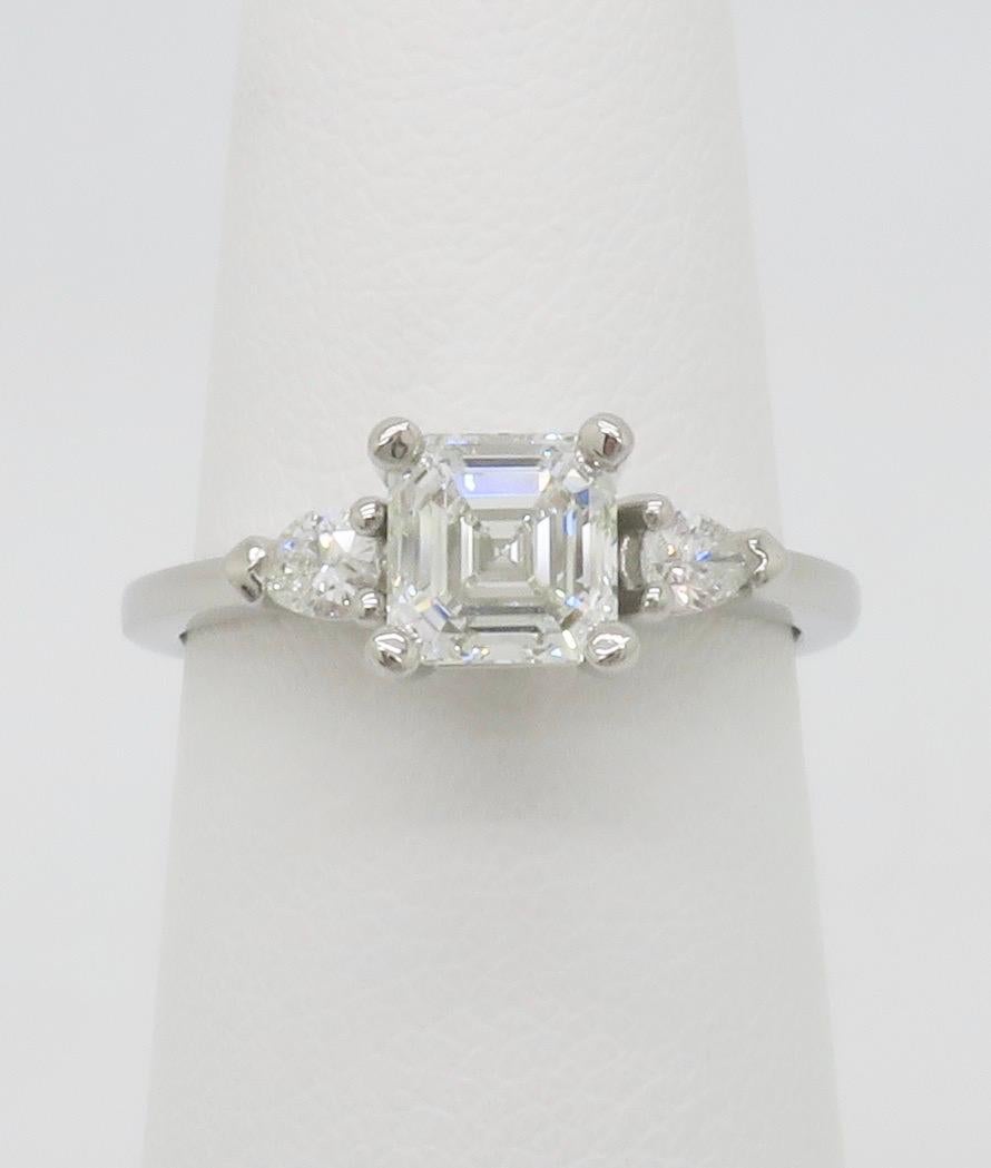 GIA Certified Internally Flawless 1.35CTW Asscher Cut Diamond Platinum Ring In Excellent Condition For Sale In Webster, NY