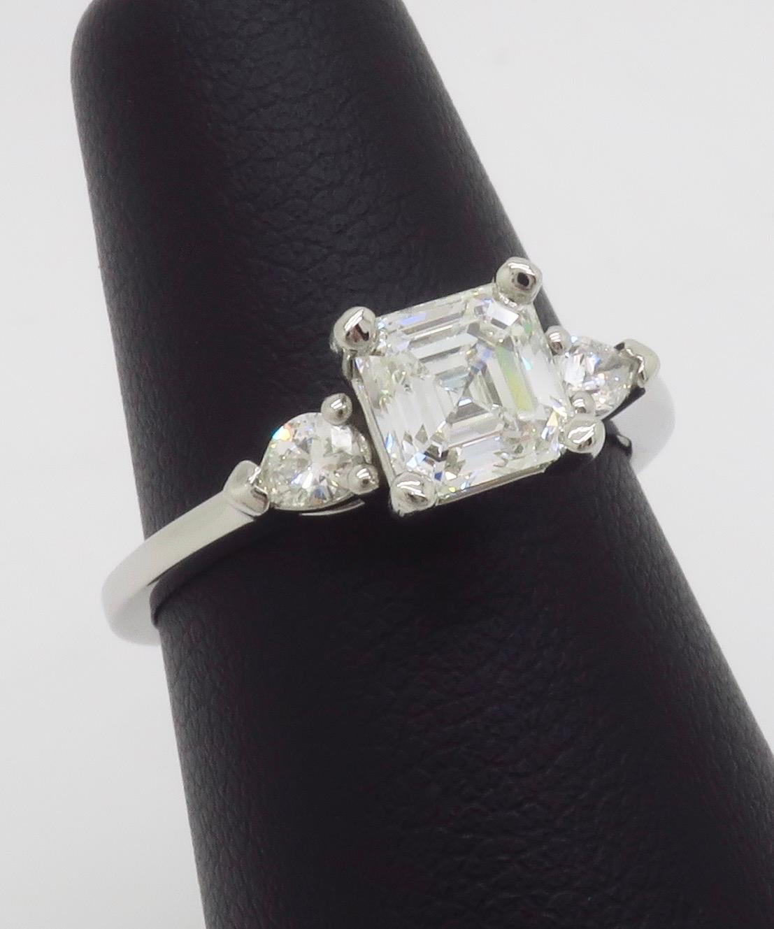 GIA Certified Internally Flawless 1.35CTW Asscher Cut Diamond Platinum Ring For Sale 2