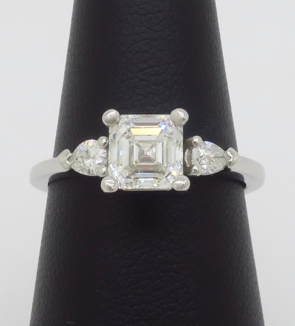GIA Certified Internally Flawless 1.35CTW Asscher Cut Diamond Platinum Ring For Sale 4