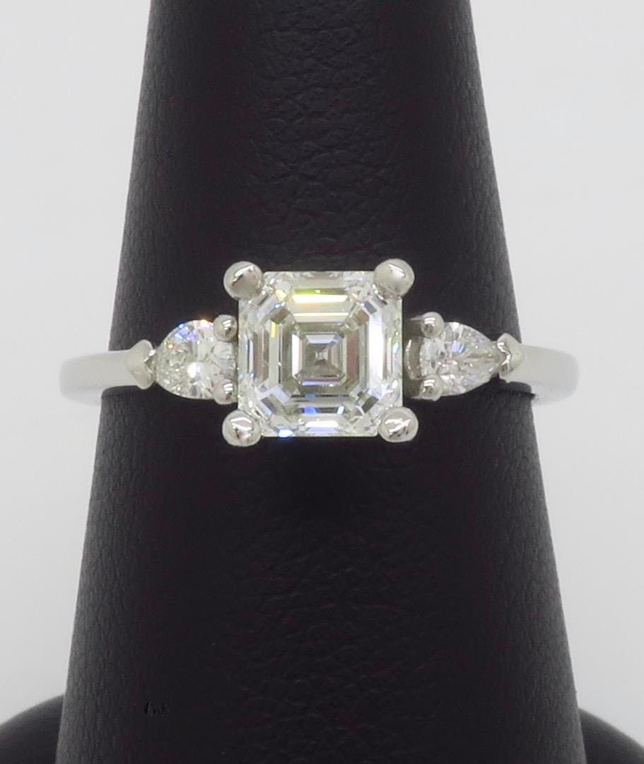 GIA Certified Internally Flawless 1.35CTW Asscher Cut Diamond Platinum Ring For Sale 5