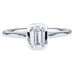 GIA Certified Internally Flawless Bezel Set 1.01 Carat Emerald Cut Diamond Ring 