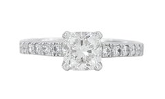GIA Certified Internally Flawless Clarity D Color Cushion Cut Pave Ring