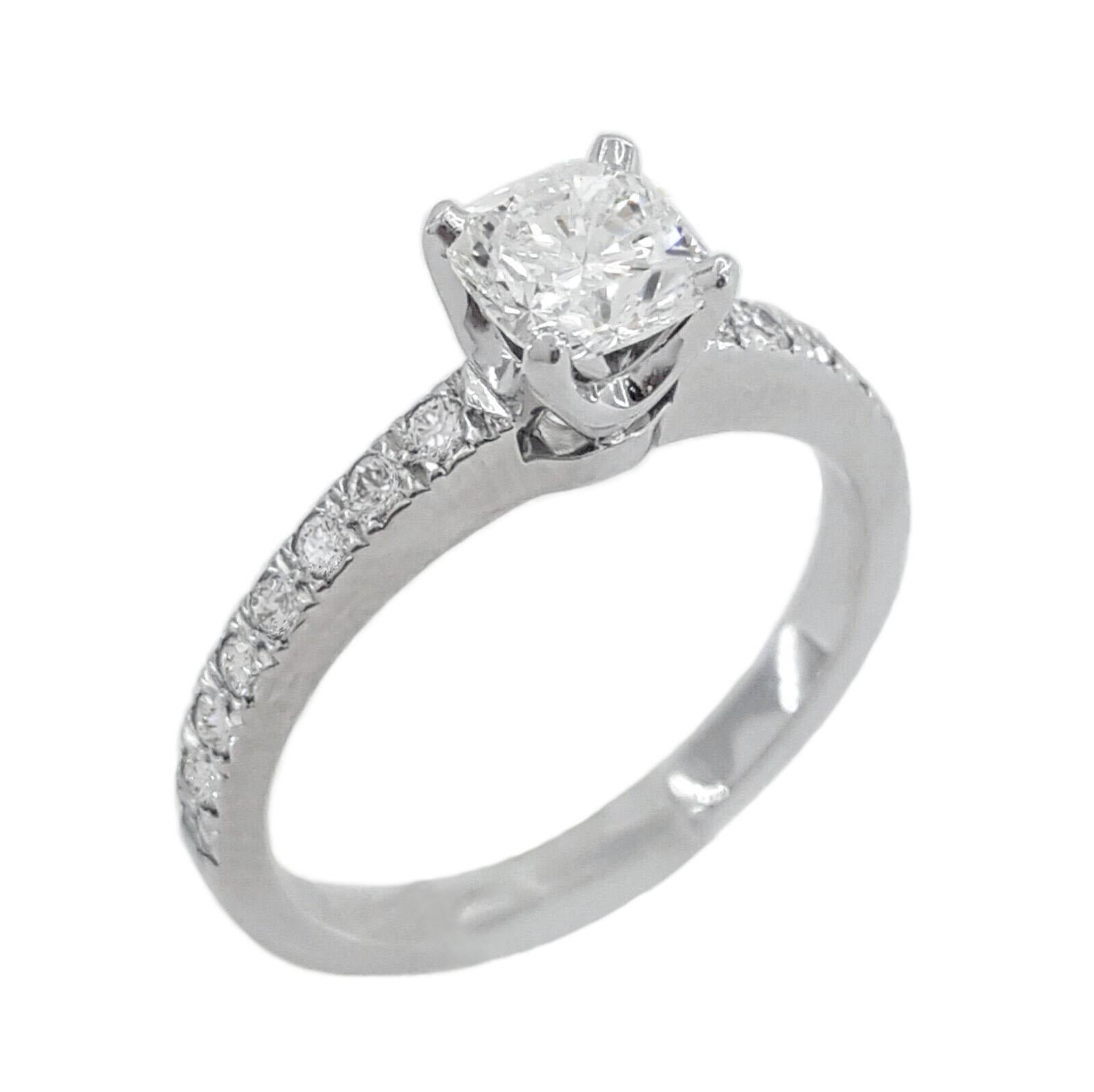 Contemporary GIA Certified Internally Flawless Clarity D Color Cushion Cut Pave Ring For Sale