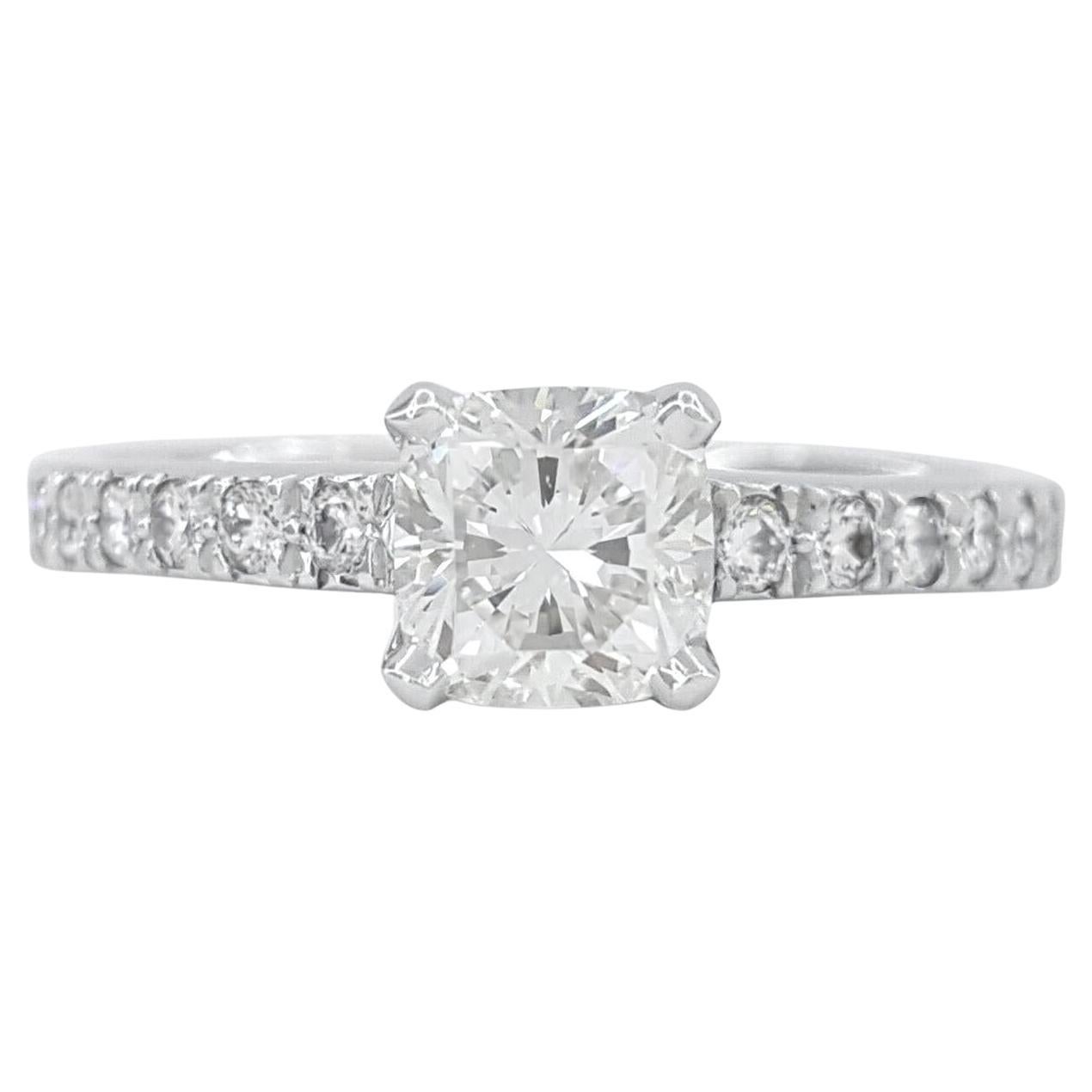 GIA Certified Internally Flawless Clarity D Color Cushion Cut Pave Ring For Sale