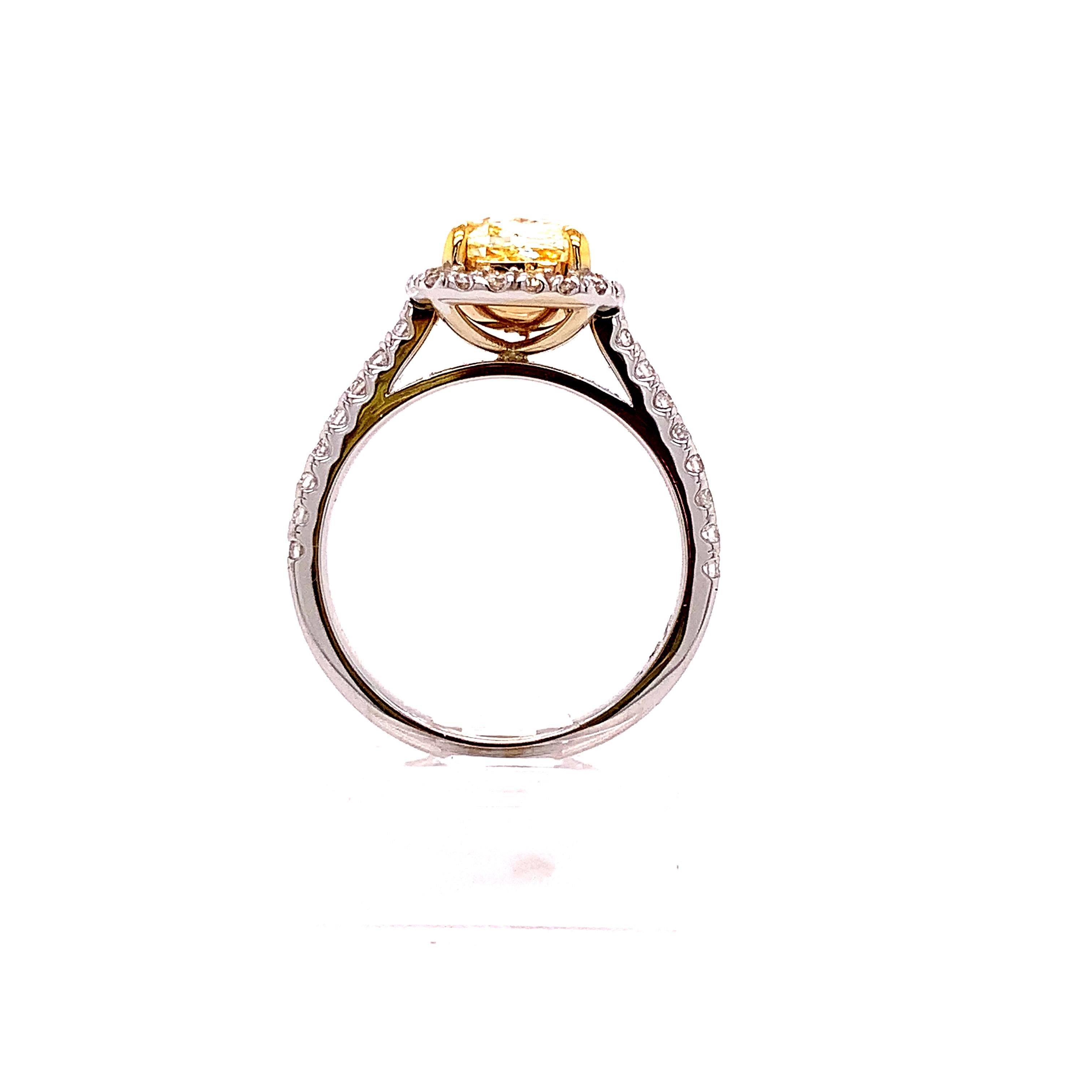 Modern GIA Certified Yellow Cushion Cut Diamond Engagement Ring For Sale
