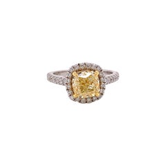Used GIA Certified Yellow Cushion Cut Diamond Engagement Ring