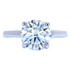 GIA Certified 1.50 Carat Round Brilliant Cut Diamond Platinum Ring 