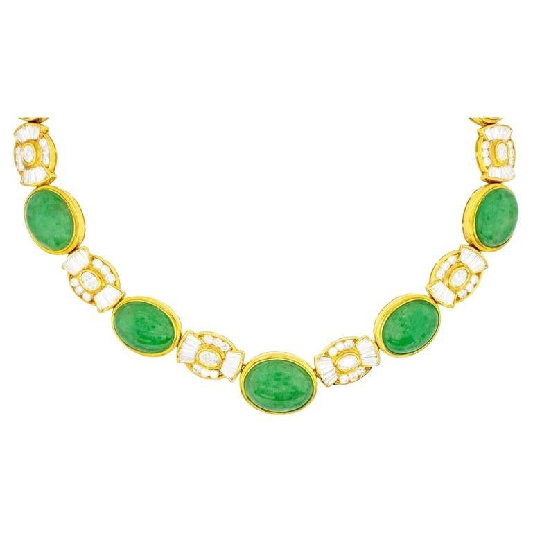 Collier en or 18 carats avec jade certifié GIA et diamants de 22,50 carats au total