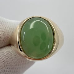 GIA Certified Jadeite A Grade Jade 4.06ct Untreated Yellow Gold Oval Signet Ring