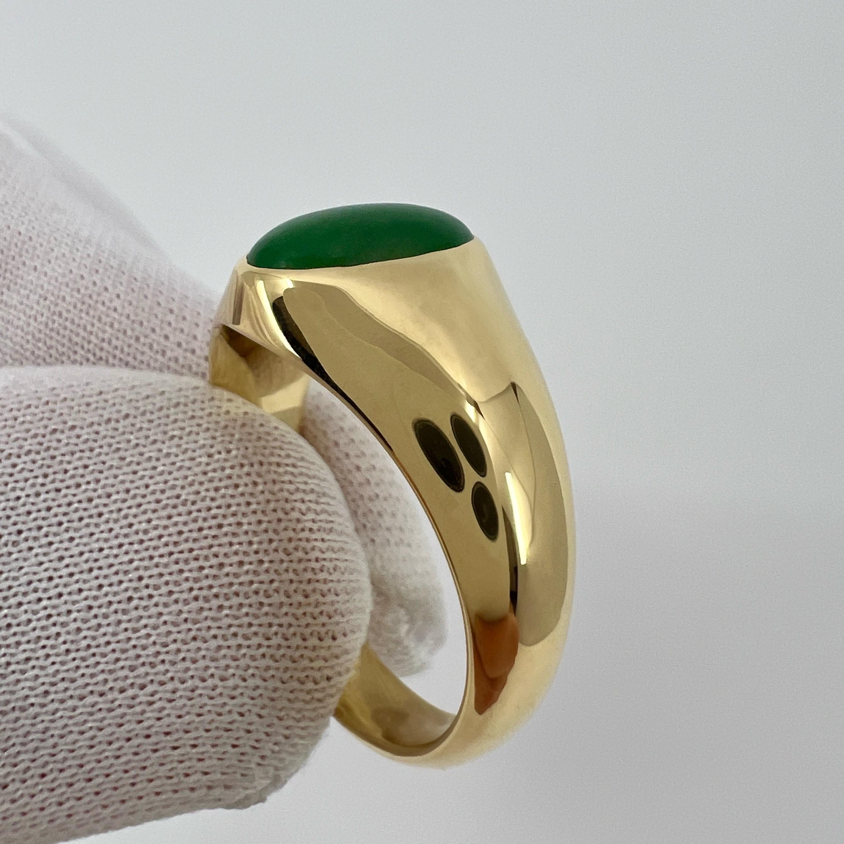 GIA Certified Jadeite A Grade Jade Oval Untreated 18k Yellow Gold Signet Ring 5