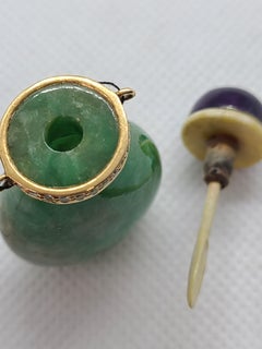 GIA Certified Jadeite, Diamond, and Amethyst Snuff Bottle Ornament