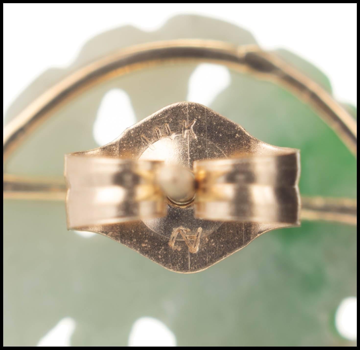 GIA Certified Jadeite Jade Carnelian Yellow Gold Dangle Earrings In Good Condition In Stamford, CT