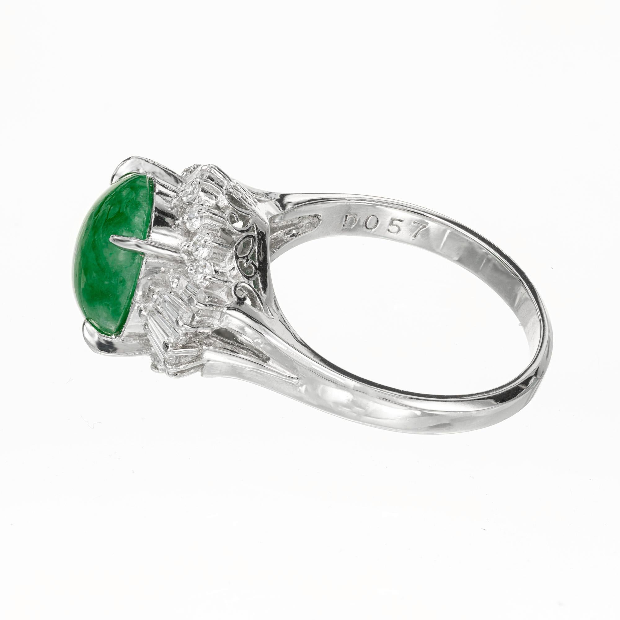 Women's GIA Certified Jadeite Jade Diamond Halo Ballerina Engagement Ring For Sale