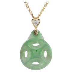 GIA Certified Jadeite Jade Diamond Pendant Necklace