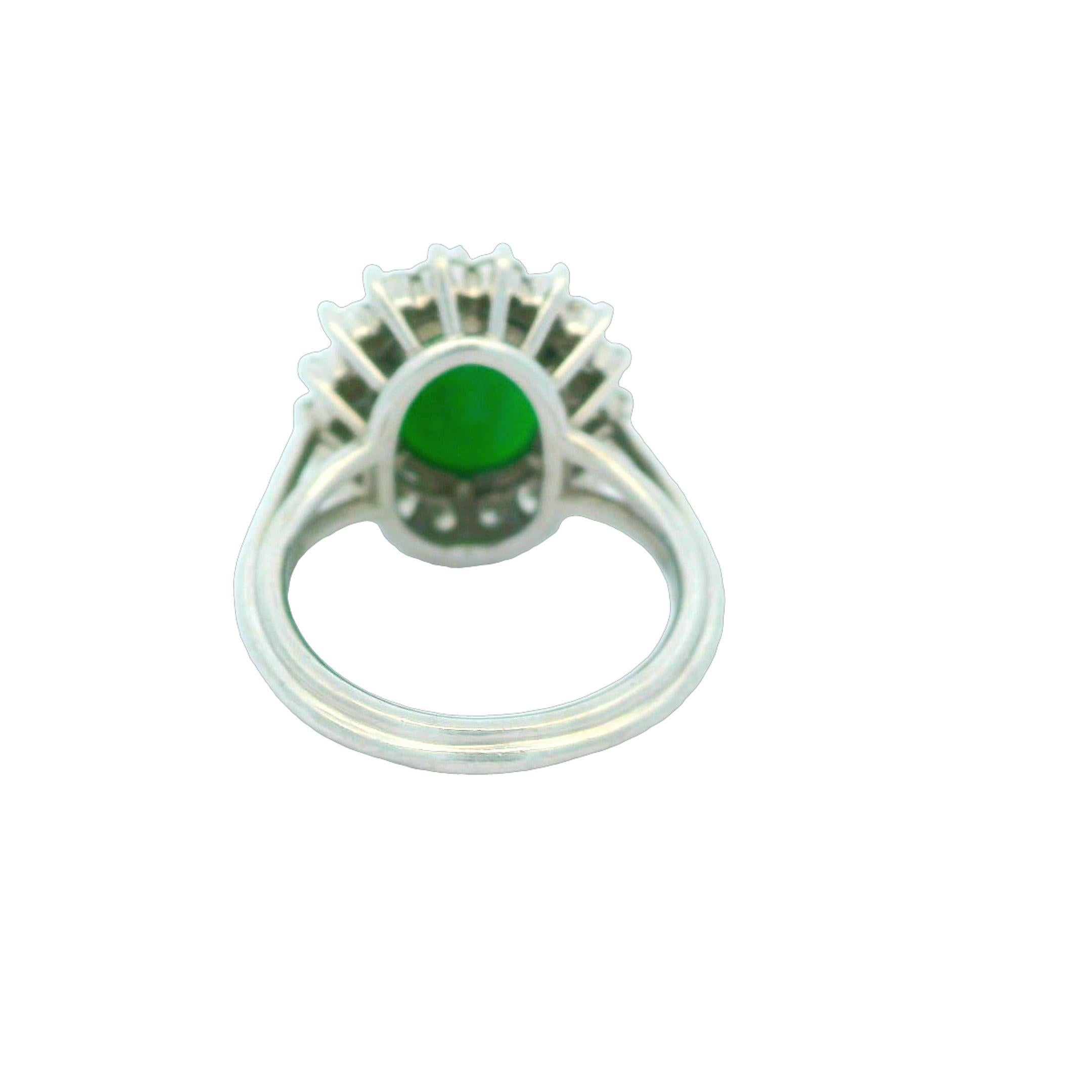 Cabochon GIA Certified Jadeite Jade Diamond Platinum Cocktail Ring For Sale