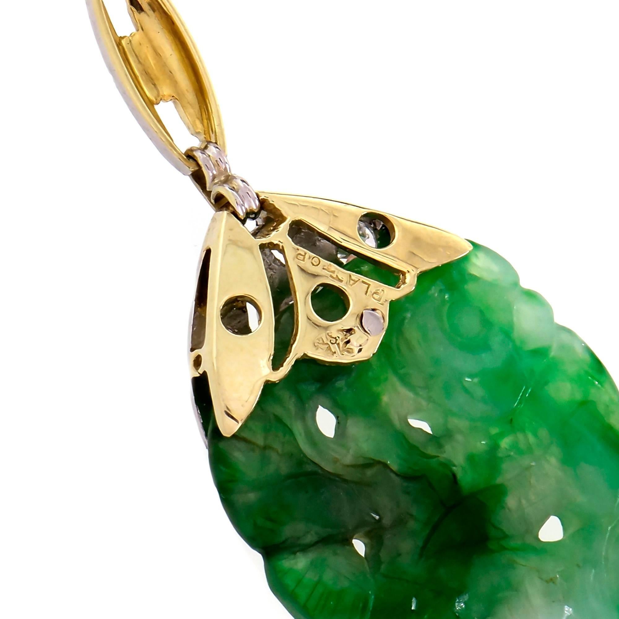 GIA Certified Jadeite Jade Natural Platinum Gold Pendant Necklace 1