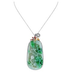 GIA Certified Jadeite Jade Pendant with Diamonds