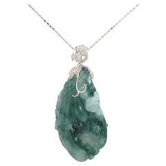 GIA Certified Jadeite Jade Pendant with Diamonds in 18K Gold