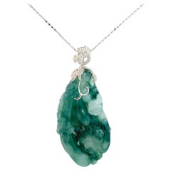 GIA Certified Jadeite Jade Pendant with Diamonds in 18K Gold